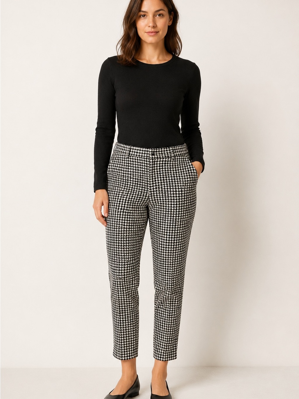 Autres Filles Black White Tweed Ankle Pants M